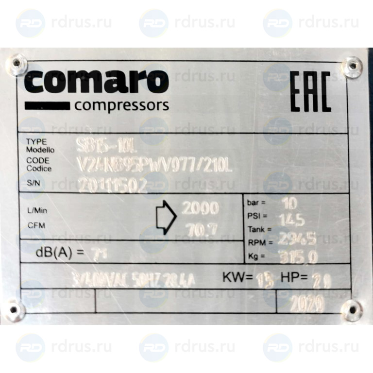 Компрессор винтовой Comaro SB 15-08 L (V24NA95PWV077/210L)